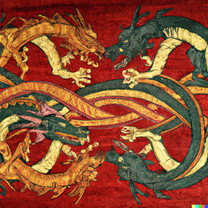 -ai-DALLE 2022-09-11 00.08.35 - A medieval tapestry depicting 4 dragons intertwined in battle..png