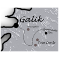 A map outlining volcanoes near the Galik domain.